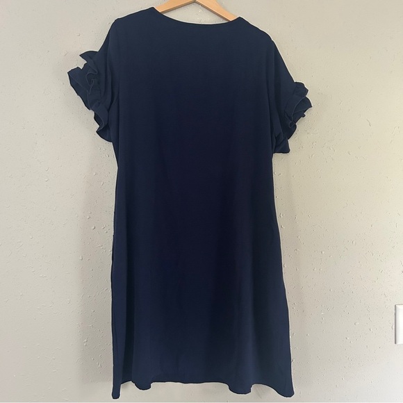 Elegant Navy Ruffle Sleeve Dress Casual Formal Lightweight Mini Summer XXL - Picture 5 of 7